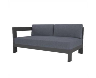 Hamilton Alu Compact 2 Seater Left Arm - Charcoal / Canvas Black